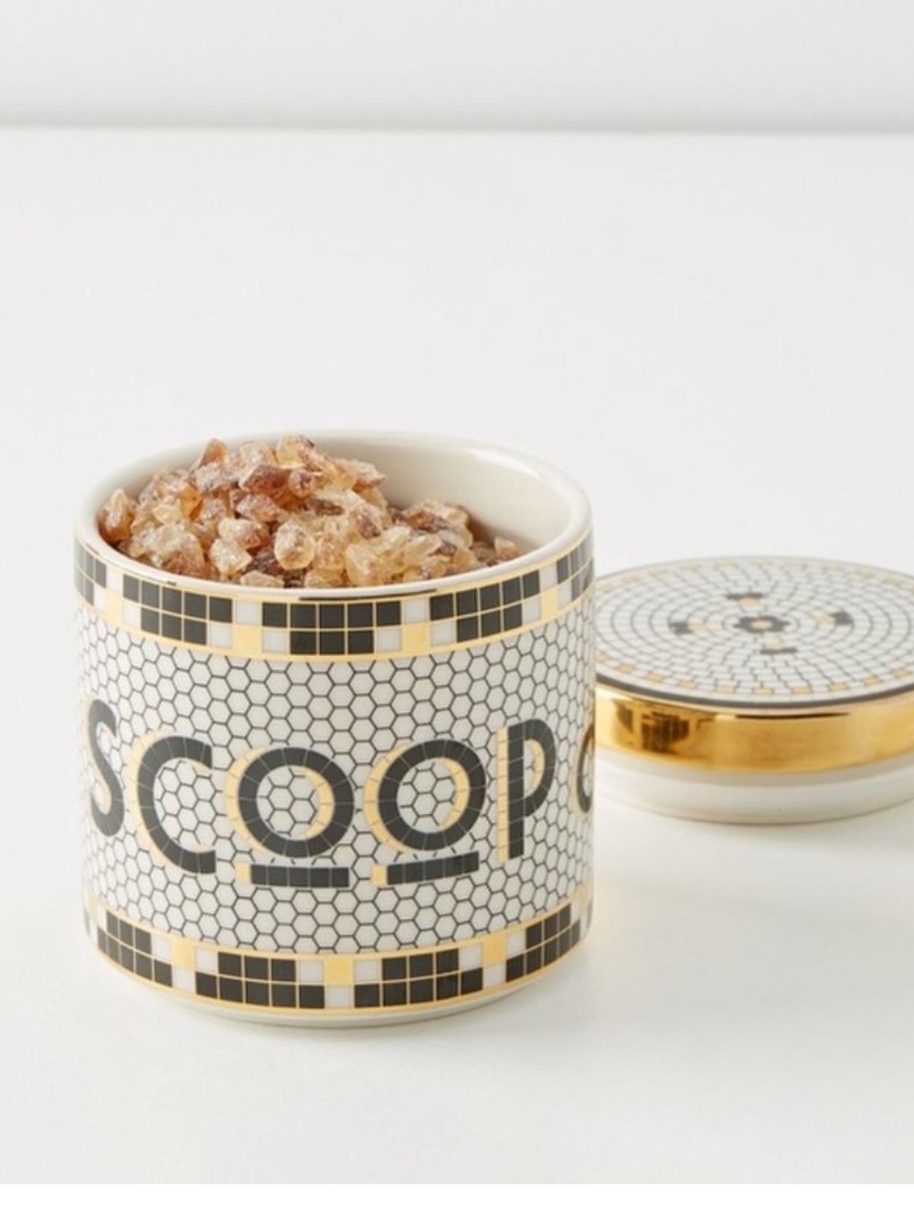 Anthropologie Bistro Tile Canister "Scoop Du Jour"